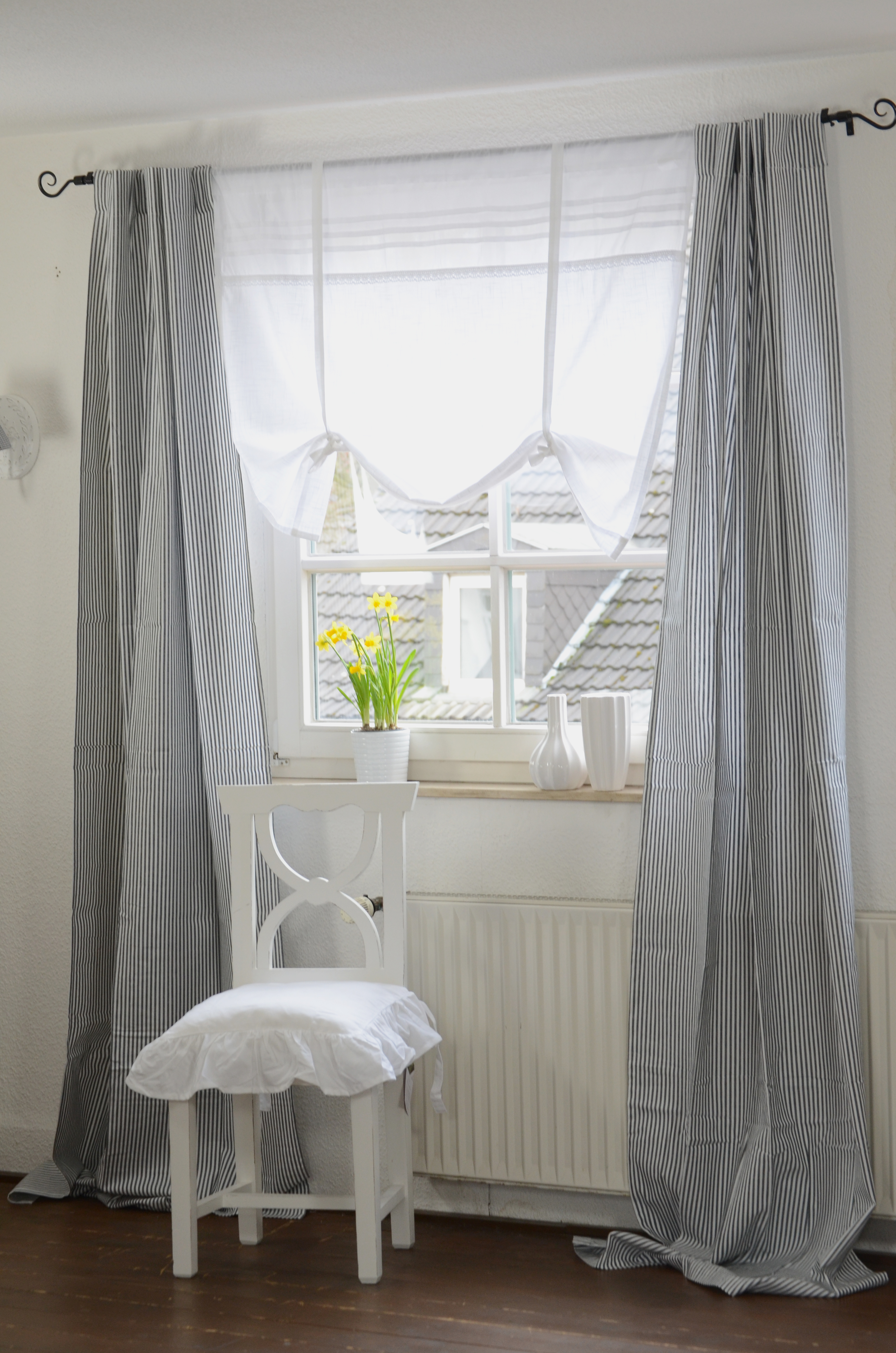 Gardine Vorhang Set 100x250 Landhaus Curtain | eBay 2 Weiß Grau Stück Shabby Franske cm